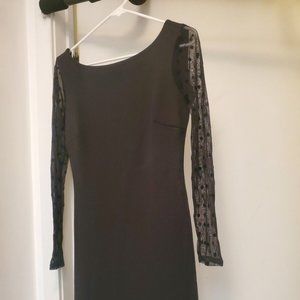 Zara Collection Woman's Sheer Sleeve Black Mini Dress Womens Size L fits like M
